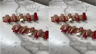 Red & White Valentine Nails🏹&hearts;️✨| gel application + nailart! 