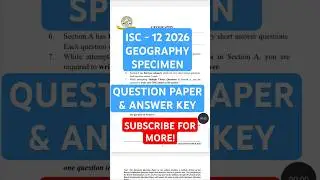 ISC 12 Geography Specimen Paper 2026 Answer Key #isc2026 #iscgeography #iscclass12 #iscspecimen