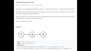 725. Split Linked List in Parts LeetCode September 2023 Daily challenge