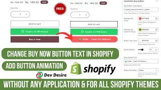 How to Change Buy Now Button Text in Shopify | Free Section | Add Animation on Buy Button #devdesire