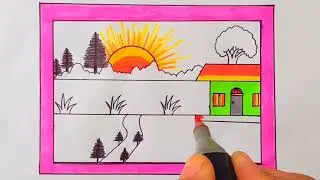 How to easydraw a beautiful👌🌞sunset with nature #pencildrawing #sketch #sunset #nature #viral #reels