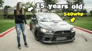 Little sister drives my 540whp WIDEBODY EVO X!