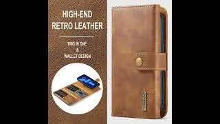 DG.MING iPhone 13 Pro Wallet Split Leather Case