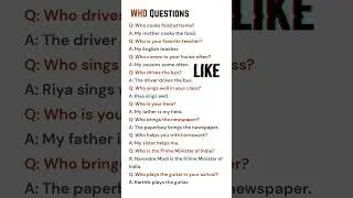 Who Questions in English | WH Questions with Simple Answers for Kids & Beginners #shorts #english