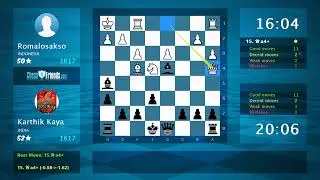 Chess Game Analysis: Romalosakso - Karthik Kaya, 0-1 (By ChessFriends.com)