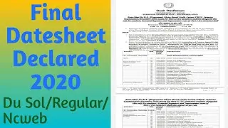 Du Sol CBCS system Final Datesheet Declared 3rd Semester Exam 2020