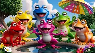 Five Little Colourful Frogs | Kids Cartoon Story | Fun Pond Adventures for Kids