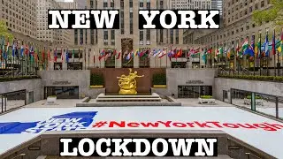 New York Lockdown: Empty Walk to Rockefeller Center, Radio City Music Hall & Broadway Theaters