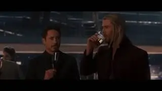 Avengers: Age Of Ultron scene: Thor and Tony brag about their girlfriends