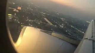 Most beautiful evening landing with sunset view at Subarnabhumi Airport, Bankok, Thailand 