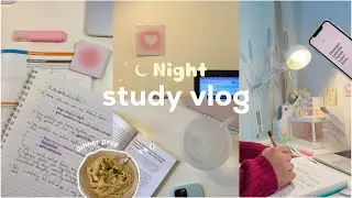 ⋆☾ Night study routine for A+🥇 | Realistic high school night study vlog - dinner prep etc 📚 ̟