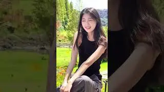 China girl views at outdoor
