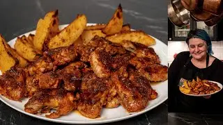 Aripioare cu iaurt, usturoi și cartofi, la cuptor - aripi sau pulpe de pui marinate cu chefir, sana