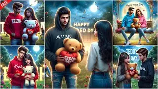 Create 3D Ai Happy Teddy Day couples name images | Bing image creator tutorial FREE | Bing Ai