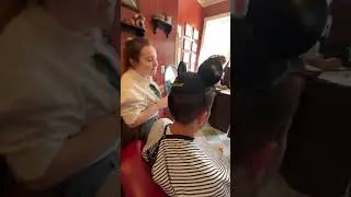 Getting my first haircut at Harmony Barbershop #magickingdom at #waltdisneyworld #wdw #disneyparks