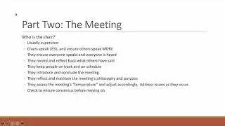 422 Planning (Lesson 7) The Meeting Process