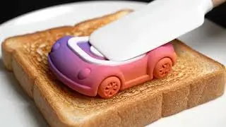 AI ASMR Logo Toast Spreading & Cutting | Oddly satisfying Food ( 4k, NO Talking )