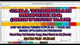 Cara termudah bikin RAB dengn format AHSP Bidang Cipta Karya dan Perumahan.