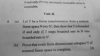 MDU MSc Mathematics functional analysis,  2022 question paper