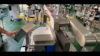 Automatic double side labeling machine flat hexagonal round bottles jars