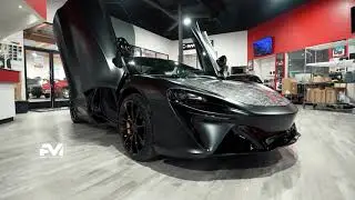 McLaren Artura FULL TRANSFORMATION 😈 | Satin Black Wrap + Forged Carbon Hood | ZERO Orange Left