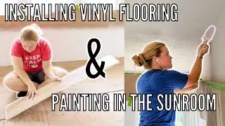 Vinyl Flooring Install + Painting the Ceilings | AIRBNB Sunroom Makeover Pt. 2