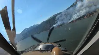 Tunnel 5 fire from the cockpit of a water bomber.