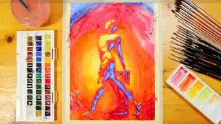 Watercolor Painting of a Graceful Figure in LGBTQ+ Colors | Zak Pop Art