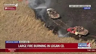 Large fire burning in Logan County