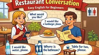 Easy English for Beginners | Restaurant Conversation &ndash; Order Food, Water & Bathroom