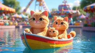 Orange Mama Cat & Baby Cat&rsquo;s Epic Mega Park Adventure!  | Cute 3D Family Fun