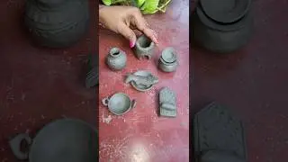 Making Mini Clay Cooking Pots & Fish #shorts