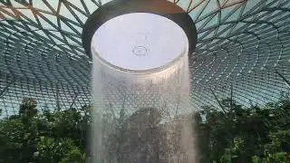 Best Skytrain View of the Jewel Rain Vortex Terminal T2 to T3 Singapore Changi Airport