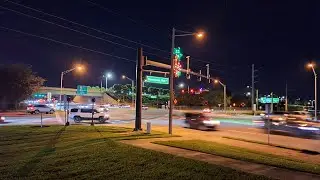 City Traffic Sounds at Night for Sleep and Study, Florida Road Ambience | White Noise 4K