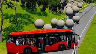Cars VS 10 BIG STONE BALLS . BeamNG.Drive