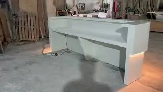 marble office reception desk curved corner Corian