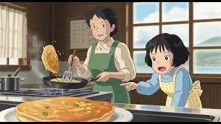 lakeside life near Mt. Fuji: korean scallion pancake (Buchimgae) | ghibli-style asmr cooking