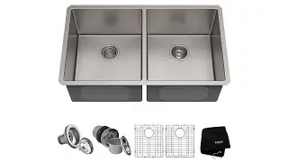 Kraus Standart PRO 33-inch 16 Gauge Undermount 50/50 Double Bowl Stainless Steel Kitchen Sink
