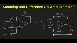 Summing and difference operational amplifier examples &mdash; clearly explained