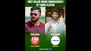 first major brand endorsements of young players #riyan #tilak #brand #endorsement #shorts