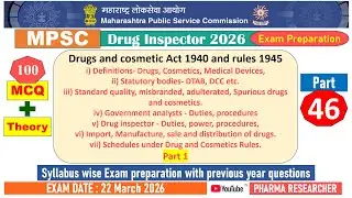 Pharmaceutical Jurisprudence MCQs II MPSC DI 2025 Exam Preparation