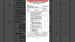 class 10 English Syllabus 2025-2026/seba  class 10 syllabus
