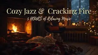 Fireplace Jazz Night 🔥 | Cozy Evening Jazz with a Sleeping Cat 🐱🔥