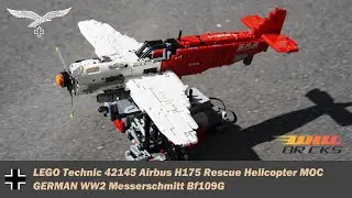 WW2 Messerschmitt Bf109G Rebuilt with LEGO Technic 42145 Airbus H175 Rescue Helicopter #legotechnic