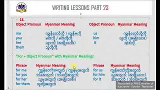 #writinglessons#စာရေးနည်းသင်ခန်းစာများ23#for+obj-pron