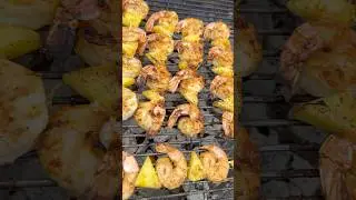 Shrimp Skewers With Pineaple On The Grill #seafood #shrimp #shorts