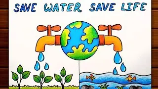 World Water Day Poster Drawing || Save Nature Poster Making || Water Day Drawing 2022.