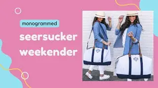 Monogrammed Seersucker Weekender