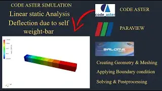 Axially loaded bar deflection due to self weight using cod aster|Salome meca tutorial|