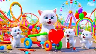 Кошка-мама подстригает шерсть на ферме и вяжет шапочку тигра для котят дома 🐾🎩🐯